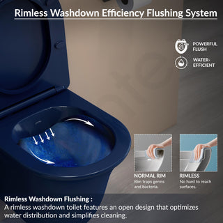 Plantex Imported Ceramic Western Commode/P Trap Wall Hang Commode for Toilet/Rimless Washdown Western Toilet with Soft Close Toilet Seat (1166 - Porshe Blue)