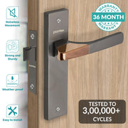 Plantex Heavy Duty Door Lock ÃƒÂ¢Ã¢â€šÂ¬Ã¢â‚¬Å“ Bathroom Door Lock/Mortise 8inch Keyless Plate Handle Set for Home/Bathroom/Store Room/Balcony/Office with Baby Latch (8114, Satin Black & PVD Choco)