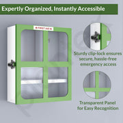 Plantex First Aid Box/Emergency Medical Kit Box for Medicine Storage/Multi Compartment First Aid Kit Box for Home, School, Office Without Key - (Green & White)
