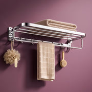 Plantex 24 Inch Towel Rack for Bathroom/304 Grade Stainless Steel Towel Bar/Towel Holder with Rod/Hook/Bathroom Accessories - (Chrome)
