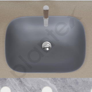 Plantex Ceramic Tabletop Washbasin/Bathroom Basin Sink/Basin for Bathroom/Wash Basin for Restaurant, Hotel (Matt Grey - 18 x 13 x 5 Inch)