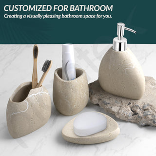 Plantex Polyresin Bathroom Accessories Set Soap Dispenser/Toothbrush Holder/Tumbler Holder/Soap Dish - 4 Piece(906)