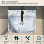 Plantex Wall Hung Wash Basin for Bathroom/Designer Ceramic Basin/Rectangle Countertop Washbasin for Home/Office (17 x 14 x 5 Inch)