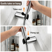 Plantex Hand Shower Holder For Bathroom/Adjustable Handheld Shower/Wand Holder/Wall Mount Bracket - Pack of 1 (Chrome & Black)