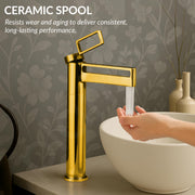 Plantex Pure Brass Wash Basin Mixer Tap Hot and Cold/Pillar Tap for Wash Basin-Deck Mount -(7881-Gold)