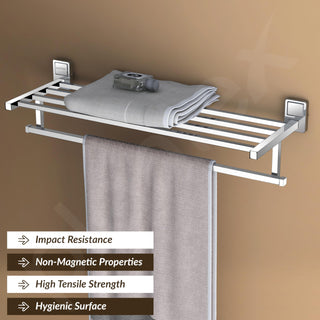 Plantex 304 Grade Stainless Steel 24 inch Towel Rack for Bathroom/Towel Stand/Hanger/Bathroom Accessories - Darcy (Chrome)