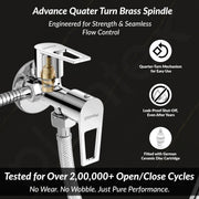 Plantex Pure Brass 2 Way Angle Valve/Angle Cock for Bathroom with Wall Flange and Teflon Tap - Pack of 1 (Chrome, 3220)