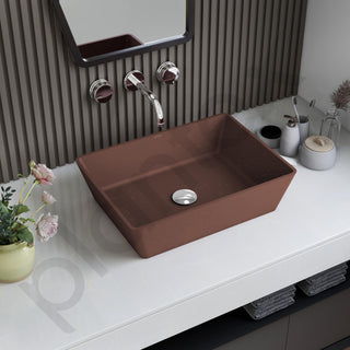Plantex Granite Quartz Counter Top WashBasin/Rectangle Tabletop Wash Basin/Vessel Sink Wash Basin Over Counter for Home/Restaurant (Brown - 18 x 13 x 5 Inch)