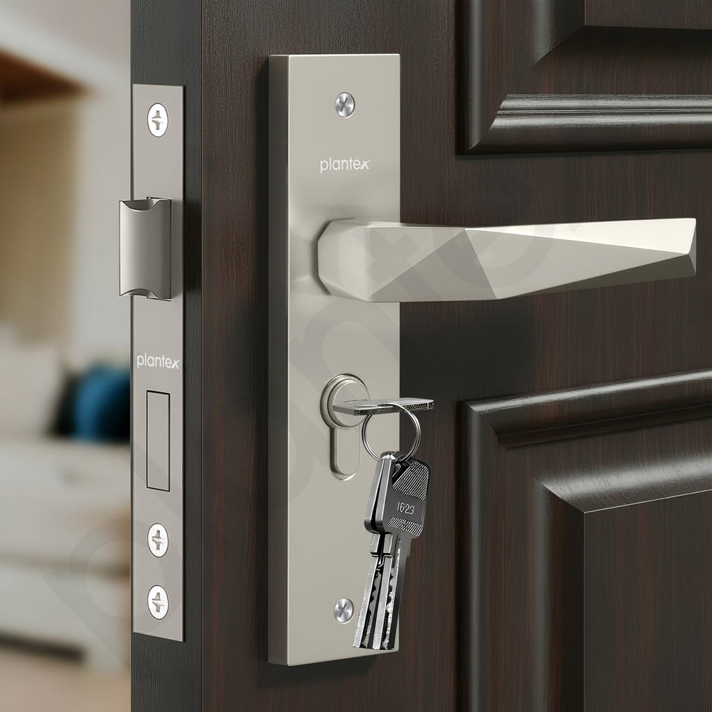 Plantex Heavy-Duty Door Handle Lock Set/ 6-Lever Lock Mechanism with 3 ...