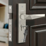 Plantex Heavy-Duty Door  Handle Lock Set/ 6-Lever Lock Mechanism with 3 Years of Warranty/Mortise Door Lock with 3 Keys - (8129-Satin White)