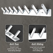 Plantex Wall Hooks for Hanging Cloth/Stainless Steel Towel Hangers/Bathroom Robe Hooks/Door Hangers/Square Wall Hook/Hook Rail for Hanging Keys - 8 Hooks (Pack of 3, Chrome)