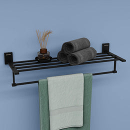 Plantex 304 Grade Stainless Steel Towel Rack for Bathroom/Towel Rod/Stand/Bathroom Accessories - 24 inch (Matt Black)