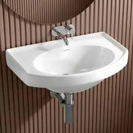 Plantex Ceramic Wallmount Basin for Bathroom/Wall Hung Wash Basin with 10 Years Glaze Warranty by Plantex/Small Basin/Sink for Bathroom (White - 18 X 12 X 8 Inch)