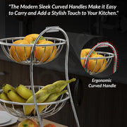 Plantex Elegant High Grade Stainless Steel 3-Tier Fruit & Vegetable Basket for Dining Table/Kitchen-Big Size(Chrome), Solid