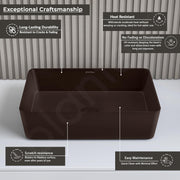 Plantex Wash Basin for Bathroom/Melamine Table Top Washbasin/Countertop Basin (Brown, 18 x 13 x 4.5 Inch)