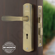 Plantex Heavy-Duty Door Lock Set - Main Door Lock Handle Set/Mortise Lock with 3 Keys, Pack of 1 (8130-Brass Antique)