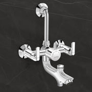 Plantex Pure Brass Wall Mixer for Bathroom 3 in 1 with L-Bend Provision for Overhead and Hand Shower/Mixer Tap for Bathroom with Water Saving Nozzle and Brass Wall Flange (Bal-519-Chrome)