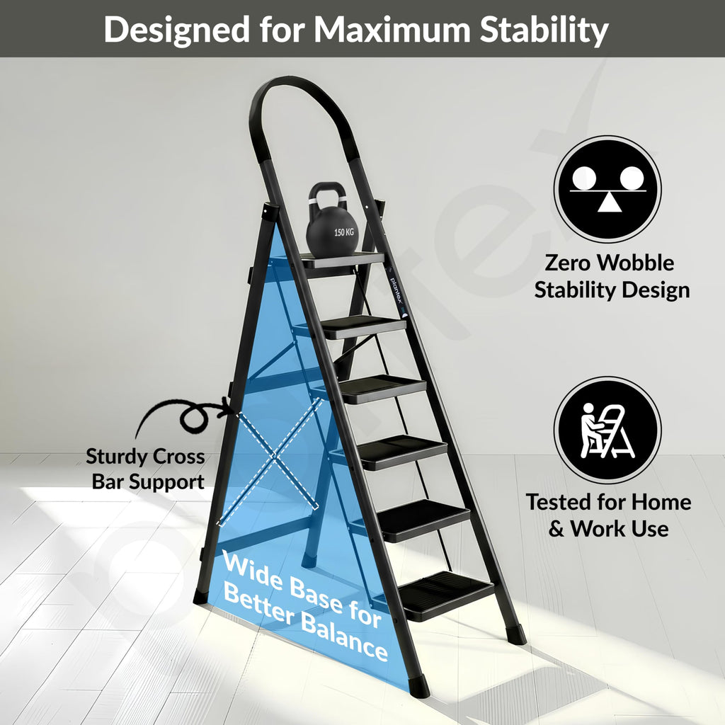Plantex Ladder for Home 6 Steps/Foldable Ladder with Anti-Skid Wide ...