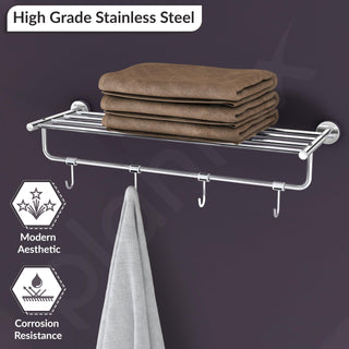 Plantex Stainless Steel 24 Inch Towel Rack for Bathroom/Towel Holder/Towel Stand/Towel Hanger/Bar/Bathroom Accessories - Pack of 1 (Chrome)