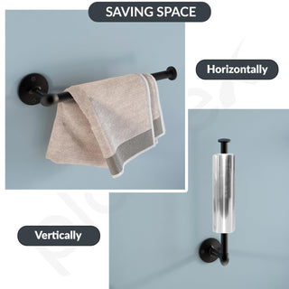 Plantex Stainless Steel Paper Holder/Kitchen Tissue Paper Roll Holder/Wall Mount Towel Stand/Kitchen Accessories - Pack of 1 (Black)