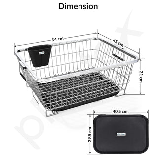 Plantex Stainless Steel Dish Drainer Basket for Kitchen Utensils/Dish Drying Rack with Drainer/Bartan Basket/Plate Stand (Size-54 x 40 x 24 cm/Chrome Finish)