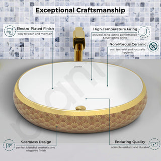 Plantex Ceramic Basin for Bathroom/Designer Table Top Wash Basin/Countertop Vessel Sink for Home/Restaurant/Hotel (24 x 16 x 6.5 Inch)