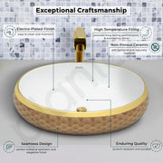 Plantex Ceramic Basin for Bathroom/Designer Table Top Wash Basin/Countertop Vessel Sink for Home/Restaurant/Hotel (24 x 16 x 6.5 Inch)