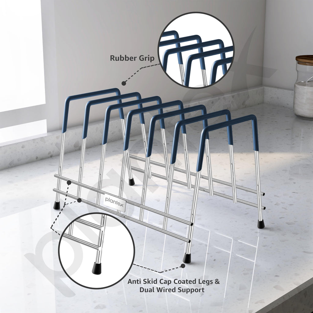 Plantex Stainless Steel Thali Stand/Dish Rack/Plate Stand/Plate Rack f ...