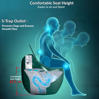 Plantex Ceramic One Piece Commode for Toilet With Siphonic Vacuum Jet Flush/Western Toilet/Soft Closing Toilet Seat - (Round - Glossy Green)