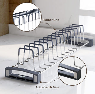 Plantex Premium Stainless Steel Plate Stand for Kitchen Cabinet/13 Slot Plate Rack for Kitchen/Rubber Gripped Saucer Plate Holder(Size-4 inches, Slot- 13, Pack of 1)