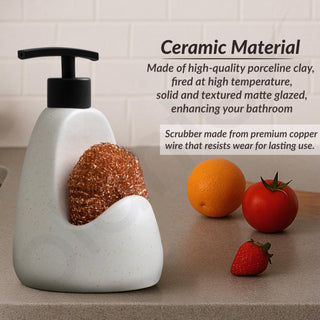 Plantex Ceramic Soap Dispenser with Scruber/Liquid Soap Dispenser/Sink Dish Washing Soap Dispenser Set/Soap Dispenser for Wash Basin Ceramic - Bathroom Accessories