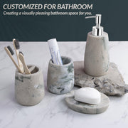 Plantex Resin Bathroom Accessories Set/Soap Holder for Bathroom/Toothbrush Holder/Tumbler Holder/LiquidsSoap Dispenser - 4 Piece(Marble Green & Beige)