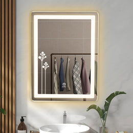 Plantex LED Bathroom Mirror with 3 Tone/Designer Mirror for Living Room/Bedroom/Dressing Room - Rectangle Shape (HM-005, 18 X 24 Inch)