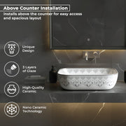 Plantex Ceramic Table Top Washbasin For Bathroom/Hand Wash Sink/Rectangle Countertop Vessel Sink Basin For Home/Office/Hotel - (White)