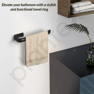 Plantex Aluminium Towel Ring for Bathroom/9 Inch Towel Holder/Towel Hanger for Wash-Basin/Bathroom Accessories - Pack of 1 (1512, Black)