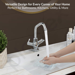 Plantex Pure Brass Basin Mixer Tap/Hot and Cold Water Tap with 360° Swivel Spout/Sink Tap for Kitchen Basin-7 Year Warranty