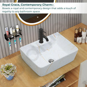 Plantex Tabletop Wash Basin for Bathroom/Designer Ceramic Basin/Rectangle Countertop Wash Basin/Home/Office (16 x 12 x 5 Inch)
