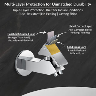 Plantex Pure Brass PRI-301 Water Tap for Bathroom with Water-Saving Technology Tap/Wall Mount Bib Tap with Wall Flange & Teflon Tape-7 Year Warranty (Chrome Finish)