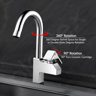 Plantex Pure Brass Sink Tap for Kitchen with 360° Swivel Spout/Kitchen Sink Tap with Water Saving Aerator-7 Year Warranty (PRI-312-Chrome)