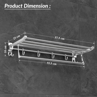 Plantex Eco Stainless Steel Folding Towel Rack/Towel Holder for Bathroom/Towel Hanger/Bathroom Accessories Set(24-inch) Chrome