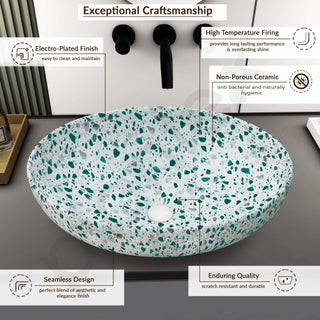 Plantex Table Top Wash Basin for Bathroom/Designer Ceramic Basin/Countertop Vessel Sink for Home/Office (Marble White - 20 x 15 x 5.5 Inch)