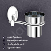Plantex 304 Stainless Steel Toothbrush Holder/Paste & Tumbler Holder for Bathroom and Wash Basin/Bathroom Accessories - (Oreva - Silver)