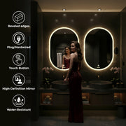 Plantex LED Bathroom Mirror with 3 Tone/Designer Mirror for Living Room/Bedroom/Dressing Room - Capsule Shape (18 X 24 Inch)