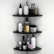 Plantex Glass Corner Shelf For Bathroom/Living Room/Kitchen Corner Shelf, Wall Mount/Glass Shelf for Bathroom Wall (9x9 Inches, Black, Pack of 3)