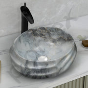 Plantex Ceramic Wash Basin for Bathroom/Table Top Ceramic Basin/Washbasin for Hotel/Restaurant (Marble Finish - 18 x 15 x 7 inch)