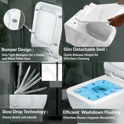 Plantex Platinum Ceramic Wall Hung Commode/Western Commode for Toilet/Rim Washdown Flush /Toilet Commode with Soft Close Toilet Seat - P Trap (White)