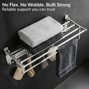 Plantex Foldable Towel Rack for Bathroom/Space Aluminium Towel Holder/24 Inch Towel Hanger/Bathroom Accessories - Pack of 1 (Silver)