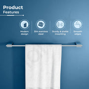 Plantex Towel Rod for Bathroom/304 Grade Stainless Steel Towel Bar/24 Inch Towel Hanger/Towel Holder/Bathroom Accessories - Pack of 1 (Regent, Chrome)