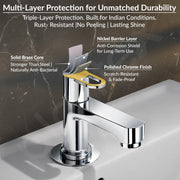 Plantex Pillar Cock Water Tap/Pure Brass Pillar Cock for Wash Basin with Teflon Tape/Single Lever Tabletop Basin Tap - (Flip, Chrome)