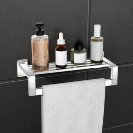 Plantex Bathroom Shelf Rack/304 Grade Stainless Steel Bathroom Stainless Steel Shelf/Spice Rack for Kitchen/Wall Mount Storage Rack/Bathroom Accessories Set-(Pack of 1, Chrome)